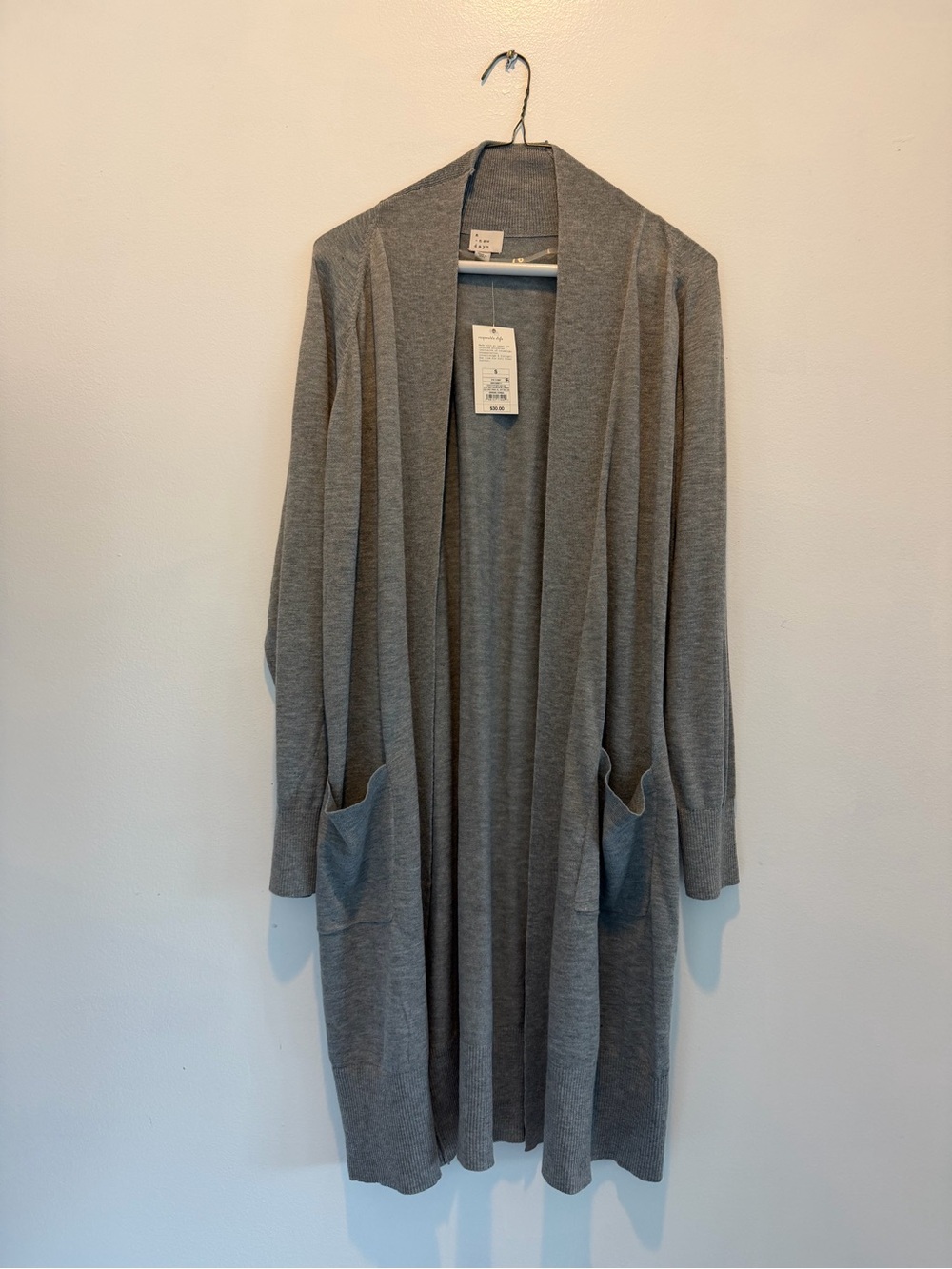 NWT A NEW DAY Light Gray Open-Front Long Cardigan